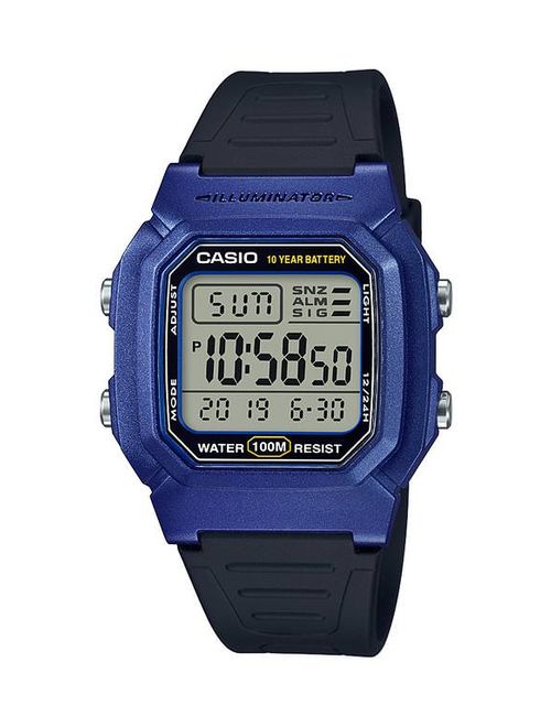 Casio Men's Dual Time Digital Watch, Silver/Black - W-800HM-7AVCF