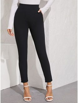 Elastic Waist Split Hem Pants