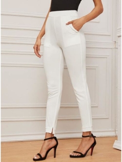 Elastic Waist Split Hem Pants