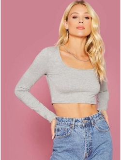 Solid Fitted Crop Top