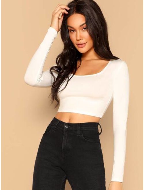 Shein Solid Fitted Crop Top