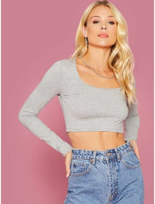 Shein Solid Fitted Crop Top