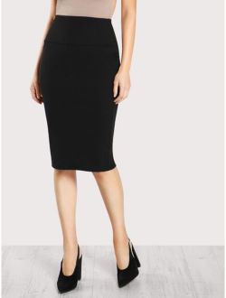 Elastic Waist Pencil Skirt