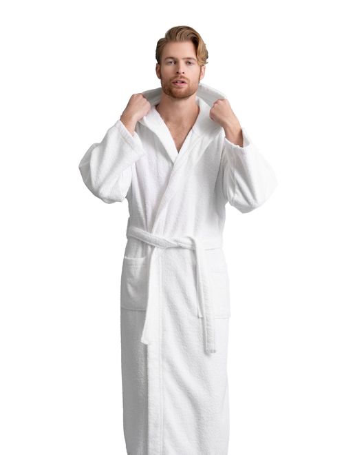 Men's Hooded Bathrobe of Premium Turkish Cotton. Comfortable, Absorbent Terry