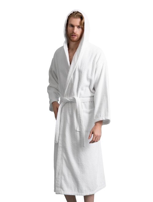 Men's Hooded Bathrobe of Premium Turkish Cotton. Comfortable, Absorbent Terry