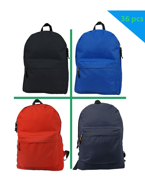 K-Cliffs Wholesale Pack of 36 Classic Backpacks in Black