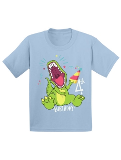 Dinosaur Birthday Shirt for 4 Year Old 4th Birthday Party Shirt Dinosaur Gifts for Kids Dinosaur Themed Birthday Party 4th Birthday Boy Shirt Gifts for 4 Y