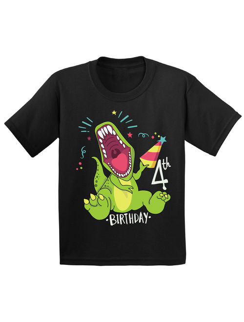 Awkward Styles Dinosaur Birthday Shirt for 4 Year Old 4th Birthday Party Shirt Dinosaur Gifts for Kids Dinosaur Themed Birthday Party 4th Birthday Boy Shirt Gifts for 4 Y