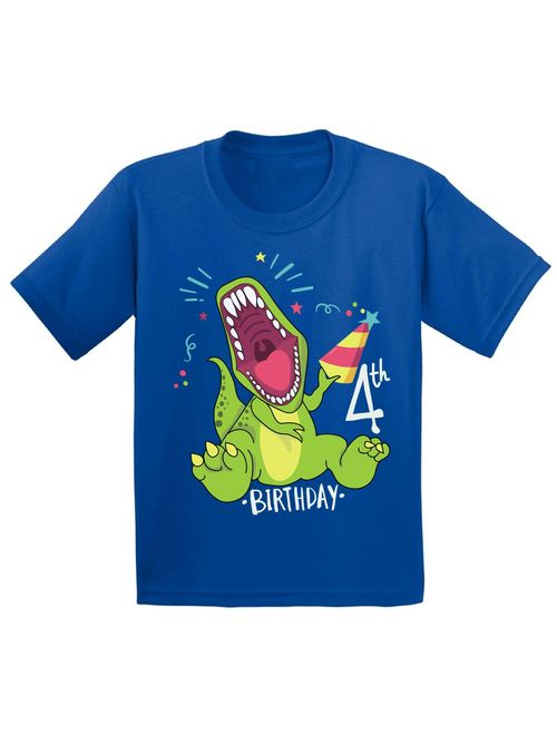 Awkward Styles Dinosaur Birthday Shirt for 4 Year Old 4th Birthday Party Shirt Dinosaur Gifts for Kids Dinosaur Themed Birthday Party 4th Birthday Boy Shirt Gifts for 4 Y