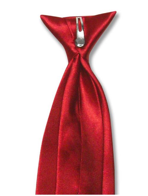 Biagio CLIP-ON NeckTie Solid DARK RED Color Men's Neck Tie