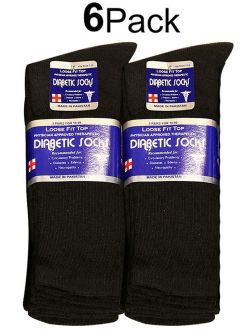 Physicians Approved Diabetic Socks Crew Unisex 3 or 6-Pack