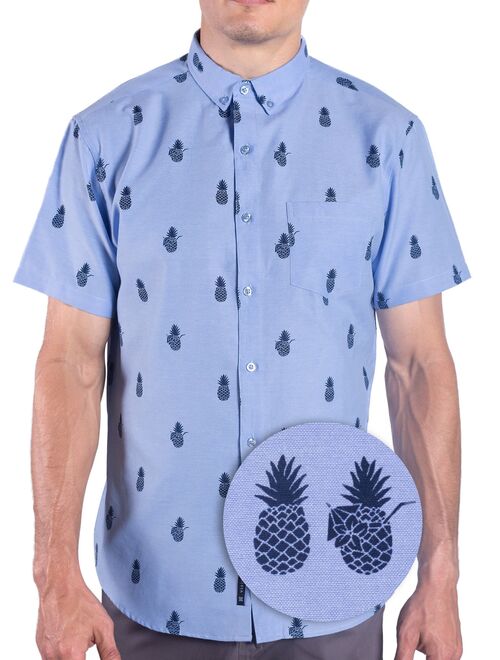 Visive Hawaiian Mens Shirts For Men Button Down - Up Short Sleeve -Navy Baseball-3X-Large