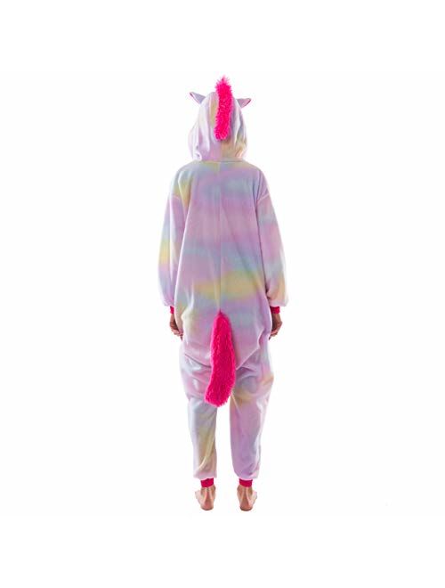 Spooktacular Creations Unisex Adult Pajama Plush Onesie One Piece Unicorn Animal Costume