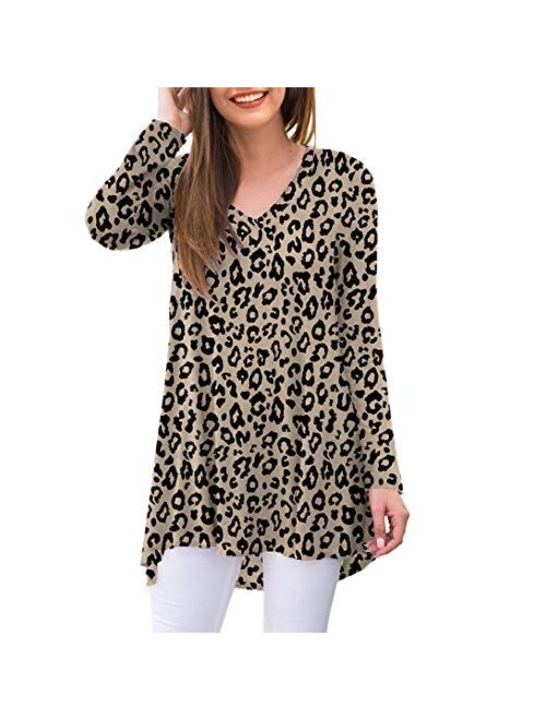 AWULIFFAN Women's Fall Long Sleeve V-Neck T-Shirt Sleepwear Tunic Tops Blouse Shirts