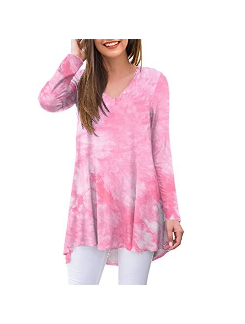 AWULIFFAN Women's Fall Long Sleeve V-Neck T-Shirt Sleepwear Tunic Tops Blouse Shirts