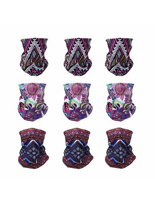 Yerwal Windproof Seamless Face Mask Bandana for Riding Cycling Motorcycle Multifunctional Headwear,9 pcs