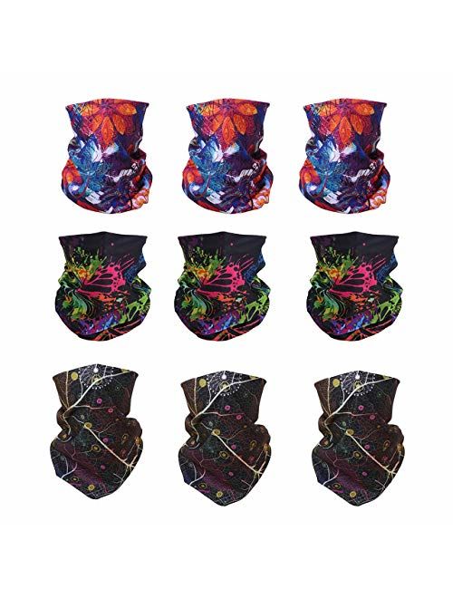 Yerwal Windproof Seamless Face Mask Bandana for Riding Cycling Motorcycle Multifunctional Headwear,9 pcs