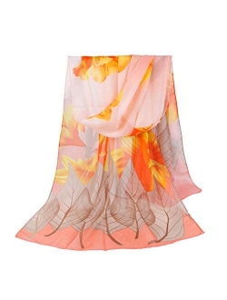 E-Clover Women Soft Floral Print Shawl Chiffon Sheer Scarf