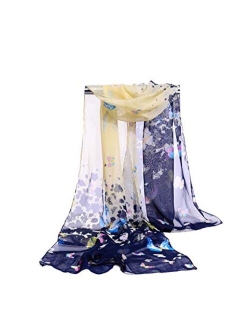 E-Clover Women Soft Floral Print Shawl Chiffon Sheer Scarf