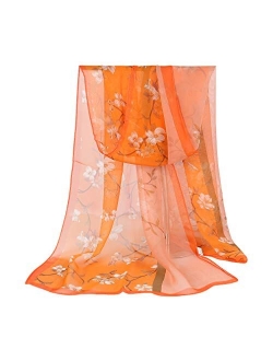 E-Clover Women Soft Floral Print Shawl Chiffon Sheer Scarf