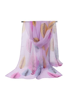 E-Clover Women Soft Floral Print Shawl Chiffon Sheer Scarf