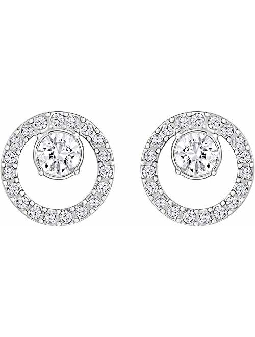 SWAROVSKI Women's Creativity Circle Pierced Earrings, White, Rhodium plated