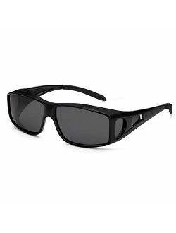 Wrap Around Night Vision Glasses Anti Glare, Day & Night Driving Polarized Sunglasses Fit Over Prescription Glasses