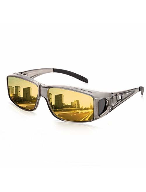 SHEEN KELLY Polarized Sunglasses UV400 Fit Over Glasses For Men Women Cover  Sun glasses Fishing Wraparound Mirror Lens