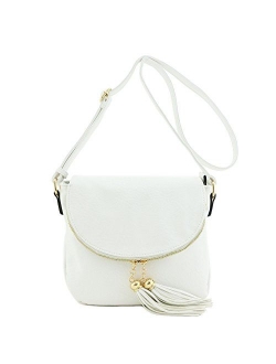 Tassel Accent Crossbody Bag with Flap Top