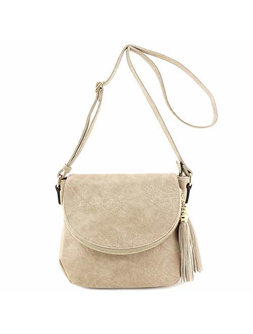 Tassel Accent Crossbody Bag with Flap Top