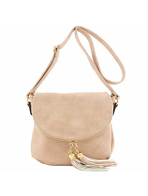 Tassel Accent Crossbody Bag with Flap Top