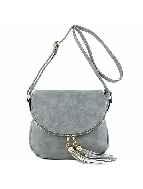 Tassel Accent Crossbody Bag with Flap Top