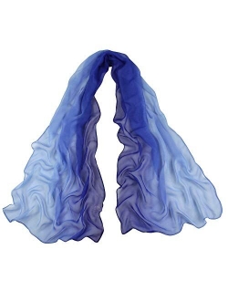 Long Chiffon Sheer Scarf Gradient - Pantonight Shaded Colors Lightweight Scarf For Womens