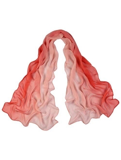 Long Chiffon Sheer Scarf Gradient - Pantonight Shaded Colors Lightweight Scarf For Womens