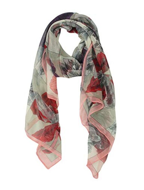 Long Chiffon Sheer Scarf Gradient - Pantonight Shaded Colors Lightweight Scarf For Womens