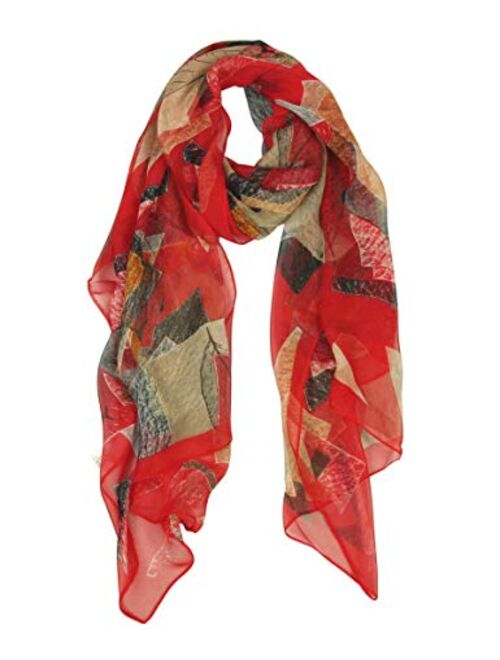 Long Chiffon Sheer Scarf Gradient - Pantonight Shaded Colors Lightweight Scarf For Womens