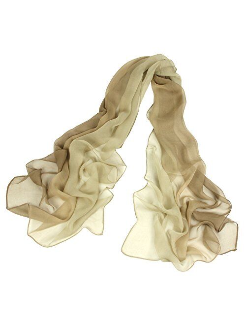 Long Chiffon Sheer Scarf Gradient - Pantonight Shaded Colors Lightweight Scarf For Womens