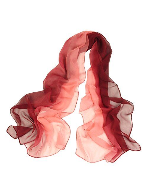 Long Chiffon Sheer Scarf Gradient - Pantonight Shaded Colors Lightweight Scarf For Womens