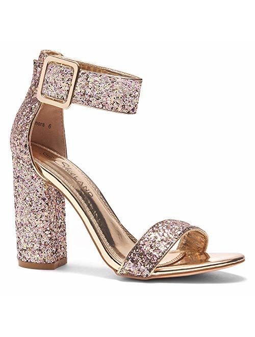 Herstyle Shoe Land Rumors Women's Fashion Chunky Heel Sandal Open Toe Wedding Pumps with Buckle Ankle Strap Evening Party Shoes