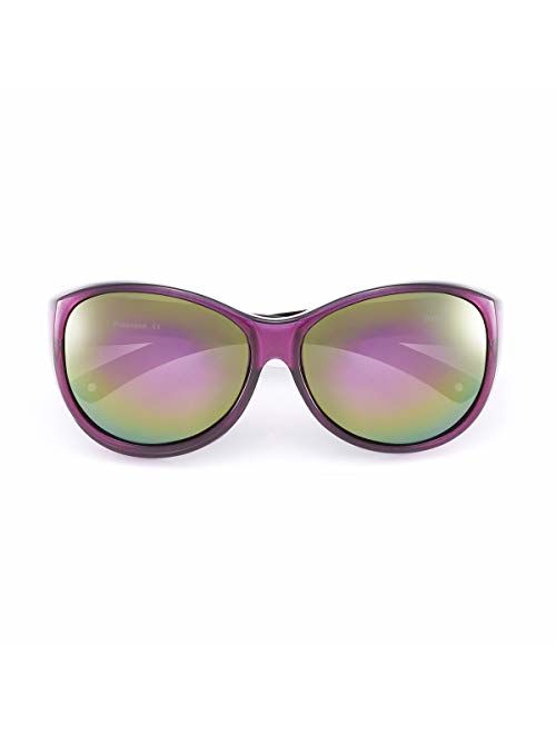 Br'Guras Polarized Oversized Sunglasses Wear over Prescription with Purple Frame for Women&Men