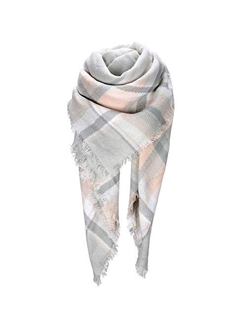 Scarfs For Women, HITOP Classic Plaid Soft Tartan Blanket Scarf Wrap, Womens Winter Tassel Shawl Scarves