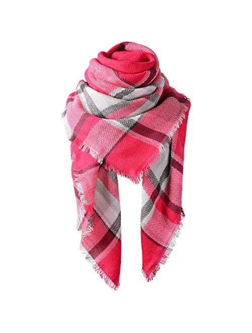 Scarfs For Women, HITOP Classic Plaid Soft Tartan Blanket Scarf Wrap, Womens Winter Tassel Shawl Scarves