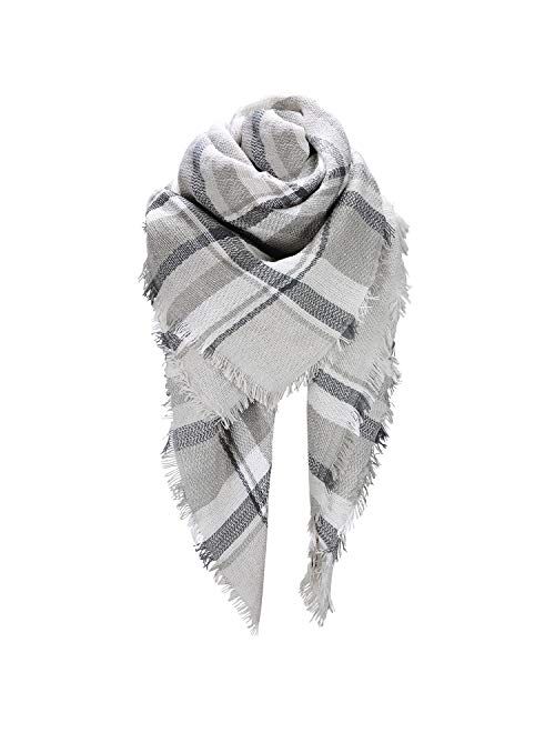 Scarfs For Women, HITOP Classic Plaid Soft Tartan Blanket Scarf Wrap, Womens Winter Tassel Shawl Scarves