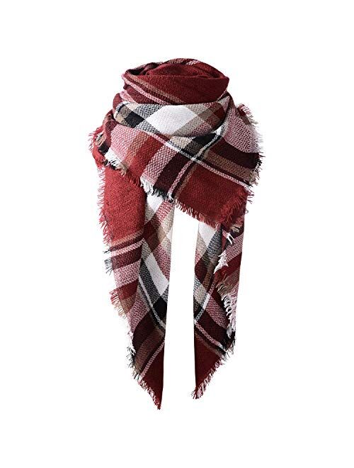 Scarfs For Women, HITOP Classic Plaid Soft Tartan Blanket Scarf Wrap, Womens Winter Tassel Shawl Scarves