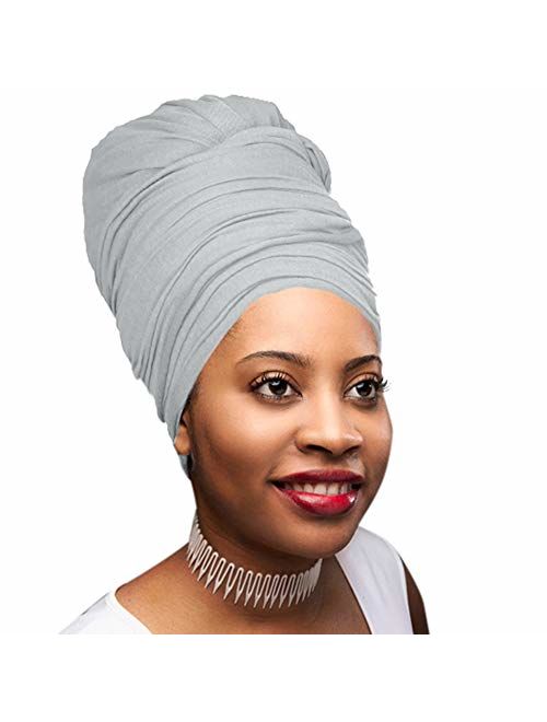 Novarena 30 Solid Colors Soft Stretch Headwraps Headband Long Hair Head Wrap Scarf Turban Tie Jersey Knit African head wraps