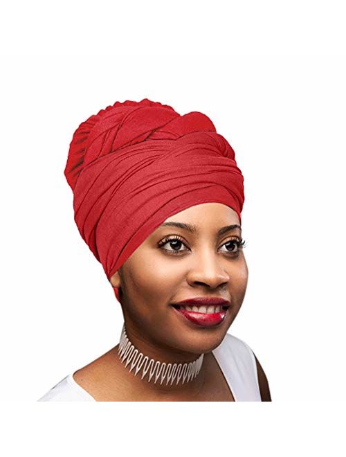 Novarena 30 Solid Colors Soft Stretch Headwraps Headband Long Hair Head Wrap Scarf Turban Tie Jersey Knit African head wraps