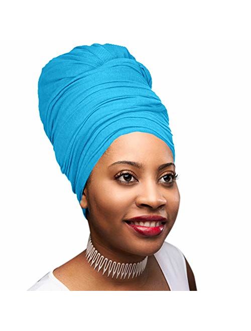 Novarena 30 Solid Colors Soft Stretch Headwraps Headband Long Hair Head Wrap Scarf Turban Tie Jersey Knit African head wraps