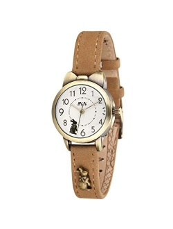 Soft Leather Strap Girl's Students Quartz Wrist Watches for Female Cute Bowknot Case