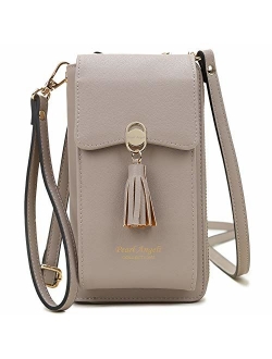 RFID Blocking Wallet Women's Small Crossbody Handbag Cell Phone Bag Credit Card Purse with Tassel