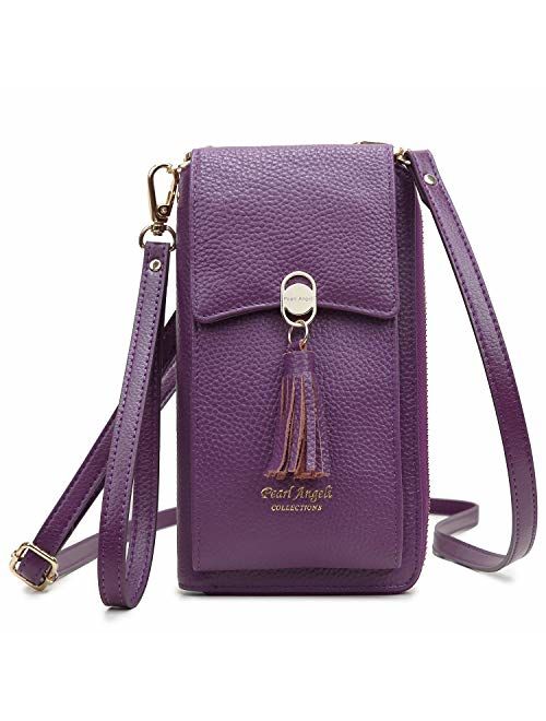 RFID Blocking Wallet Women's Small Crossbody Handbag Cell Phone Bag Credit Card Purse with Tassel